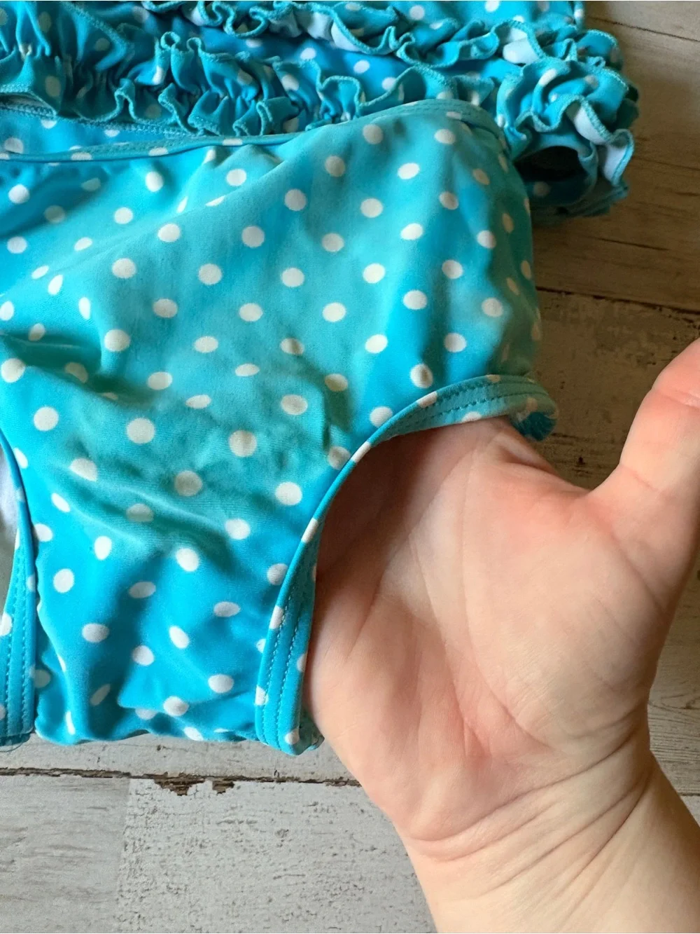 Ruffle Butts Turquoise & White Polka Dot Ruffle Rashguard Set
